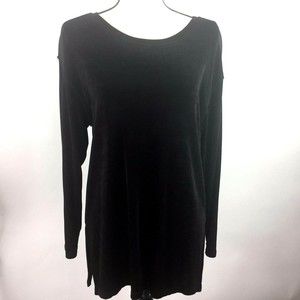 CLIO Tunic Top Vintage Women M Black Stretchy Travel Non-Wrinkle Shoulder Pads